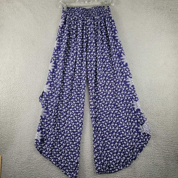 Japna Blue and White Patterned Wide-Leg Pants - Picture 7 of 12